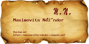 Maximovits Nándor névjegykártya